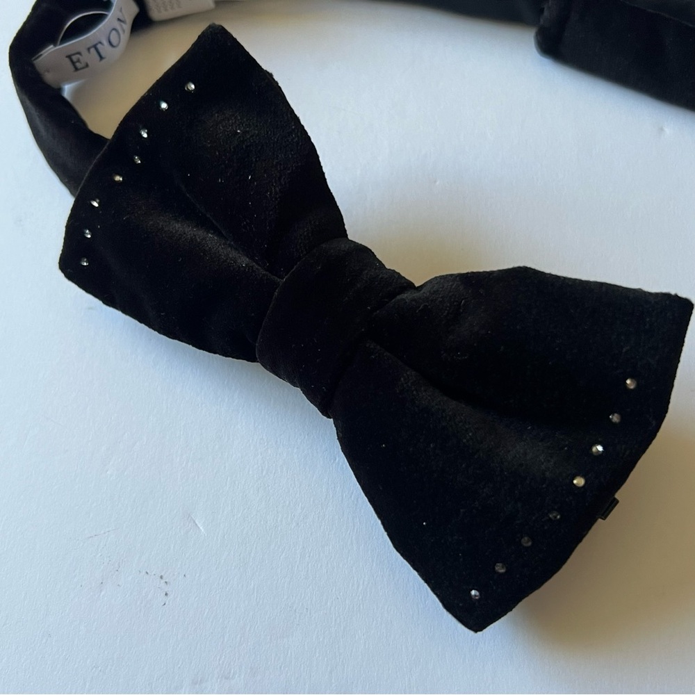 ETON EVENING VELVET BOW TIE WITH SWAROVSKI CRYSTALS BLACK PRE-TIED NWOT